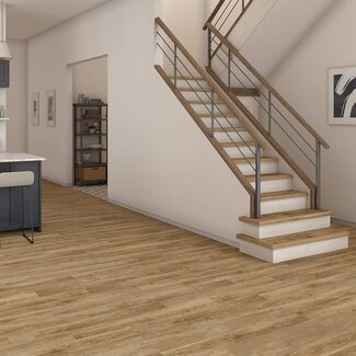Daltile Luxury Vinyl Flooring | 6" x 48" x 4.5MM | Brown Wood Look Plank | 12Mil Wear Layer | DIY Click Lock Tile | Adventuro Collection in Compass (16 PC per Carton) (32.15 SQFT per Carton)