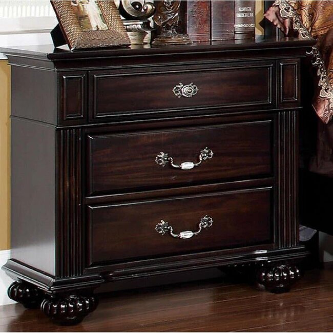 Furniture of America Syracuse Dark Walnut Nightstands, 29.25" H