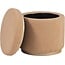 Linon Lexington Tan Sherpa Round Storage Ottoman with Wood Accent