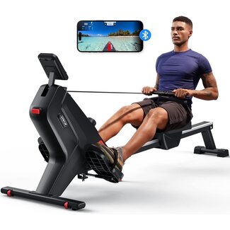 Magnetic Rowing Machine, UTRYUP Bluetooth Rower Machine for Home, Upgrade Resistance Strength with 16 Levels, Custom Widened Foot Pedals, 350 Lbs Weight Capacity