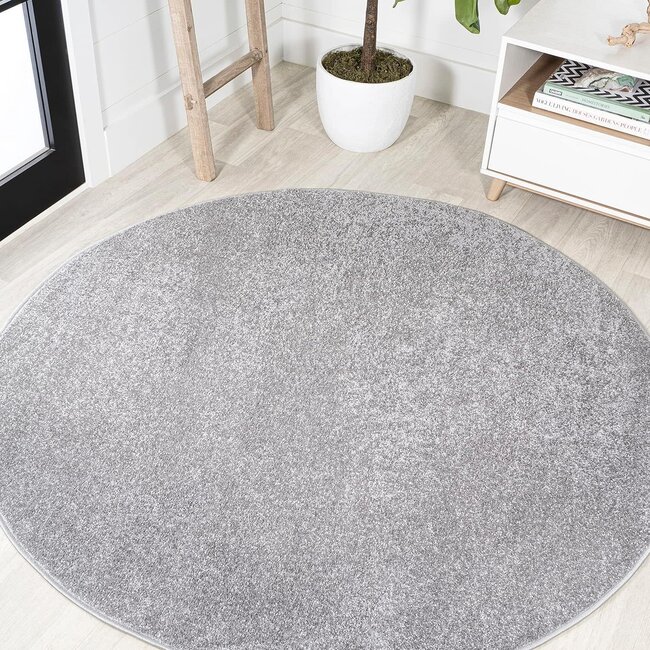 JONATHAN Y SEU100A-6R Haze Solid Low-Pile Indoor Area Rug, Coastal, Bohemian, Minimalist, Classic, Casual for Bedroom,Kitchen,Living Room,Non Shedding,Easy-Washing, Gray, 6' Round