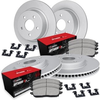 R1 Concepts Front Rear Brakes and Rotors Kit |Front Rear Brake Pads| Brake Rotors and Pads| Optimum OEp Brake Pads and Rotors |Hardware Kit WDUH2-45021