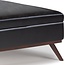 SIMPLIHOME Owen 36 Inch Wide Mid Century Modern Square Coffee Table Lift Top Storage Ottoman in Upholstered Tanners Brown Faux Leather, For the Living Room