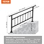 VEVOR Outdoor Stair Railing, Fits for 1-5 Steps Transitional Wrought Iron Handrail, Adjustable Exterior Stair Railing with Fence, Handrails for Concrete Steps with Installation Kit, Matte Black