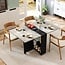 WelFurGeer Folding Dining Table with 6 Wheels, Folded Table with 2-Layer Storage Shelf, Folding Banquet Table, Portable Folding Table, Black Folding Table for Kitchen, Living Room