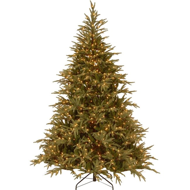 National Tree Company Pre-Lit 'Feel Real' Artificial Full Christmas Tree, Green, Frasier Grande, Dual Color LED Lights, Includes Stand, 7.5 Feet