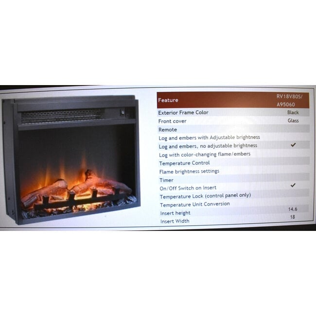 AltraFlame 18" x 14.6" Electric Fireplace Insert Plug with Mesh Front A95060