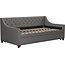 Novogratz Her Majesty Upholstered Daybed with Trundle, Twin Size Frame, Grey Linen