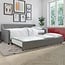 Novogratz Her Majesty Upholstered Daybed with Trundle, Twin Size Frame, Grey Linen