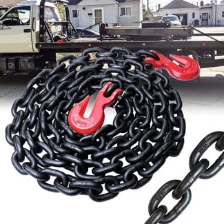 FITHOIST G80 Transport Binder Chain 1/2 Inch x 20 Foot | Tow Chain with Clevis Grab Hooks | 12,000 lbs Safe Working Load | Heavy Duty Chain for Transporting Towing