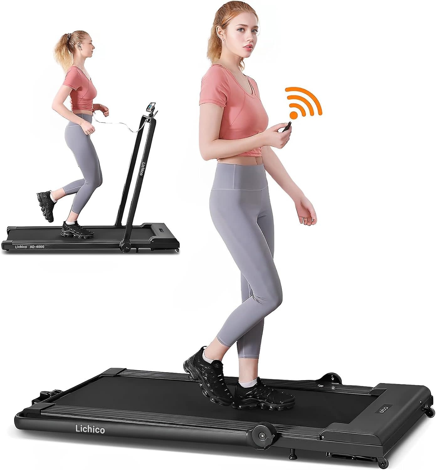 YRUN/LICHICO Under Desk Treadmill, 2 in 1 Portable Folding Treadmill, 3