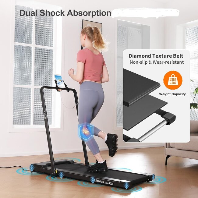YRUN/LICHICO Under Desk Treadmill, 2 in 1 Portable Folding Treadmill, 3