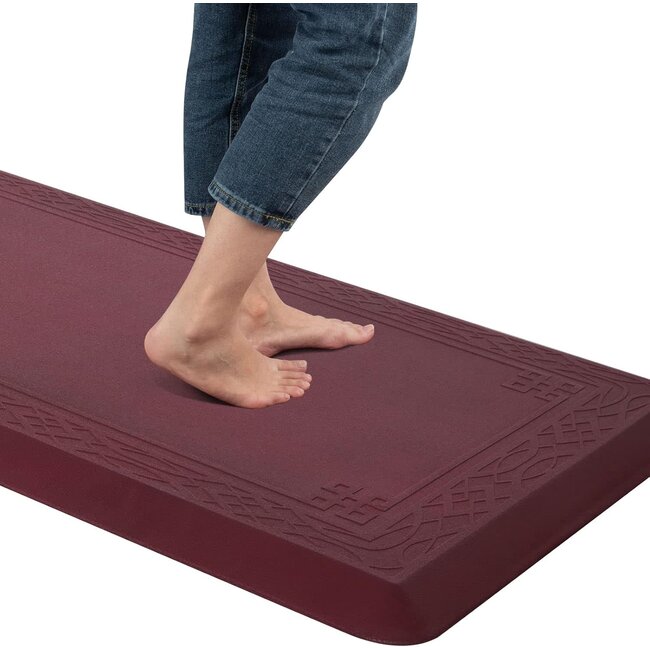 Anti Fatigue Kitchen Mat by DAILYLIFE, 3/4" Thick Kitchen Floor Mat, Standing Comfort Mat for Home, Office, Garage - Non-Slip Bottom, Cushioned, Waterproof & Easy-to-Clean (24" x 60", Burgundy)