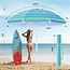 MASTERCANOPY Beach Umbrella with 8ribs, Windproof Outdoor Sunshade Umbrella with 50+ UV Protection,Portable Beach Umbrella with 3 Sandbags and 1 Carry Bag(7.5ft,Blue and Green Stripe)