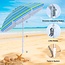 MASTERCANOPY Beach Umbrella with 8ribs, Windproof Outdoor Sunshade Umbrella with 50+ UV Protection,Portable Beach Umbrella with 3 Sandbags and 1 Carry Bag(7.5ft,Blue and Green Stripe)