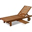 Furinno Tioman Outdoor Hardwood Patio Furniture Sun Lounger with Tray in Teak Oil, Natural