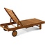 Furinno Tioman Outdoor Hardwood Patio Furniture Sun Lounger with Tray in Teak Oil, Natural