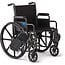 Medline Durable Steel Wheelchair with Flip-Back Desk-Length Arms, Elevated Leg Rests, 20-Inch Wide Seat, 300-Ib weight capacity, Black