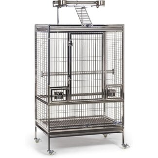 Prevue Pet Products Large Stainless Steel Play Top Bird Cage, Rust Resistant Metal Cage for Birds with Rooftop Ladder and Playtop