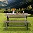 SILKYDRY Picnic Table, Camping Portable Picnic Table Bench Set for 4 Persons, Heavy-Duty Steel Frame & Resin Tabletop, All Weather Outdoor Picnic Tables for Patio Travel BBQ Party Garden (Brown)