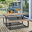 SILKYDRY Picnic Table, Camping Portable Picnic Table Bench Set for 4 Persons, Heavy-Duty Steel Frame & Resin Tabletop, All Weather Outdoor Picnic Tables for Patio Travel BBQ Party Garden (Brown)