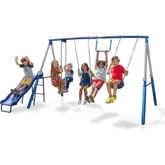 Sportspower Arcadia Swing Set - Outdoor Heavy-Duty Metal Playset for Kids on Slide