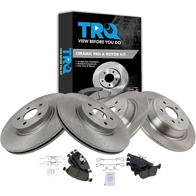 TRQ Front & Rear Premium Posi Ceramic Brake Pad & Rotor Kit for 17-19 Ford Escape