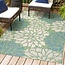 JONATHAN Y SMB110D-8 Zinnia Modern Floral Textured Weave Indoor Outdoor Area-Rug, Bohemian Coastal Mediterranean Easy-Cleaning,Bedroom,Kitchen,Backyard,Patio,Non Shedding, 8 X 10, Cream/Green