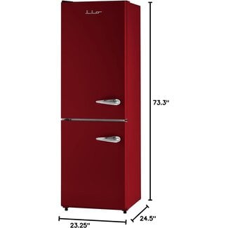 iio Retro Refrigerator Full Size with Bottom Freezer - 24 Inch Wide 11 Cu Ft Vintage Fridge with Freezer - Retro Fridge - Perfect for mini Kitchen, Bedroom Apartment Multiflow 360Â° Red (Left Hinge)