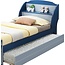 Benjara Modern Style Wooden Twin Size Trundle Bed with Open Storage Compartments, Blue, Gray