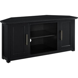 Crosley Furniture Camden 48-inch Corner TV Stand with Open Storage, Black