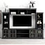 Multifunctional All in One TV Stand for TVs Up to 70'', Luxury Entertainment Wall Unit with Bridge and Tempered Glass Door, TV Stand Console Table with Top Cabinet for Living Room (Black-70)