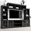 Multifunctional All in One TV Stand for TVs Up to 70'', Luxury Entertainment Wall Unit with Bridge and Tempered Glass Door, TV Stand Console Table with Top Cabinet for Living Room (Black-70)