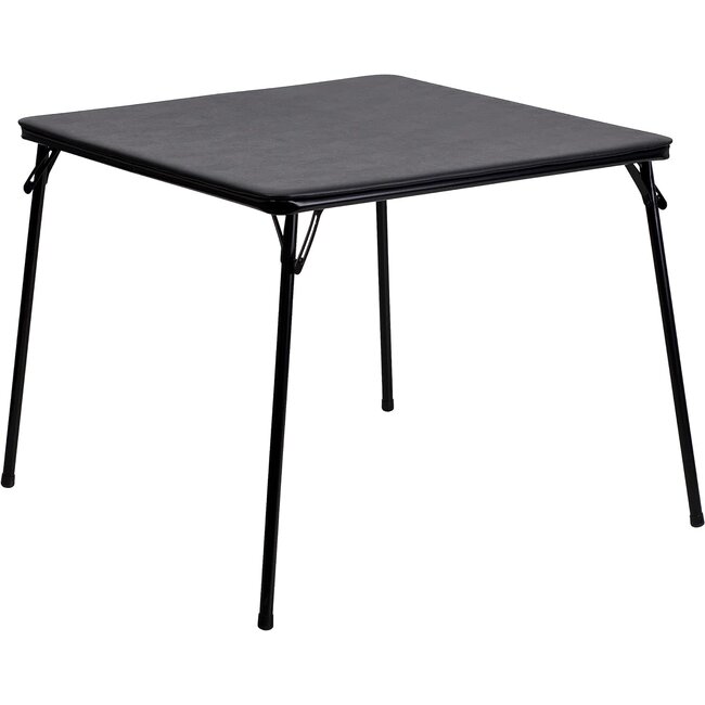 Flash Furniture Madelyn 33.5" Square Folding Multipurpose Card Table with Padded Vinyl Top, Portable Folding Game Table for 4 Players, Black