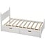 Oudiec Twin Size Platform Bed Frame with 2 Drawers, Solid Wood Bedframe for Limited Space Kids, Teens, Adults, Bedroom, No Need Box Spring, White