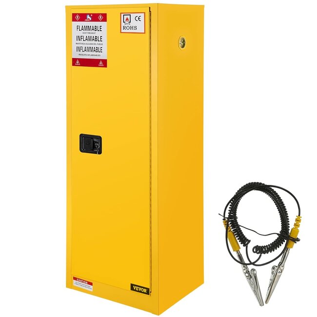 Vevor Flammable Cabinet 18" x 18" x 35", Galvanized Steel Safety Cabinet, Adjustable Shelf Flammable Storage Cabinet, for Commercial Industrial and Home Use, Yellow: Industrial & Scientific