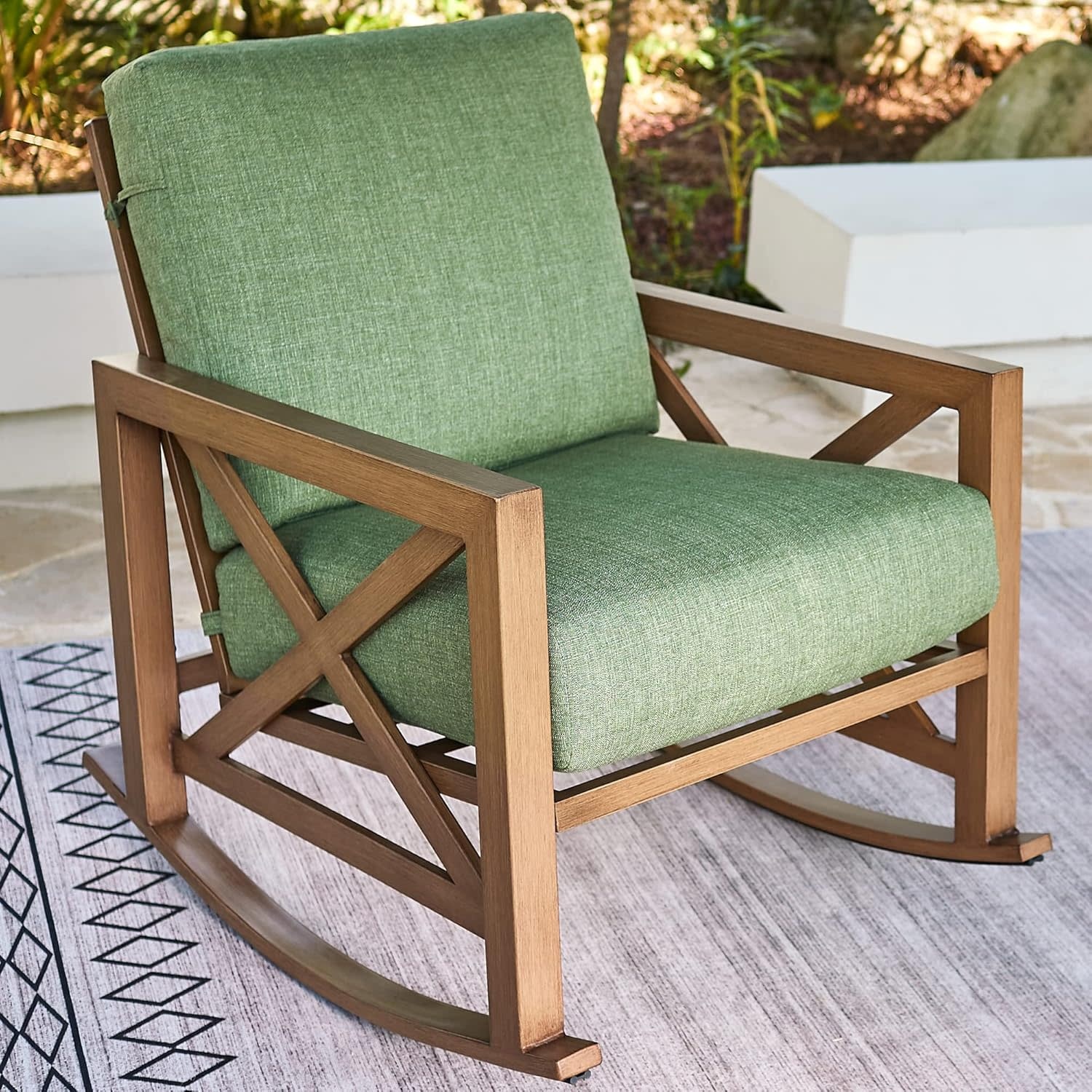 NATURAL EXPRESSIONS Outdoor Patio Rocking Chair, Metal Rocker Chair