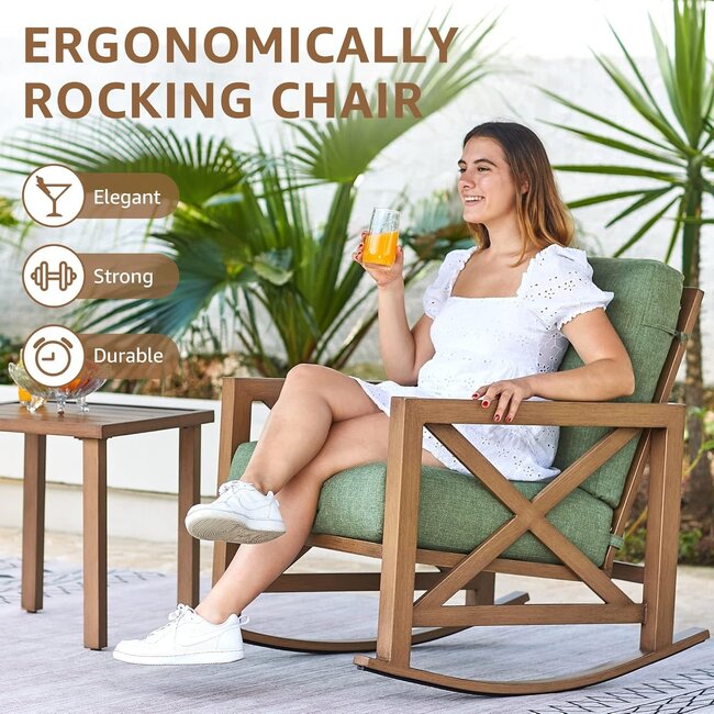 NATURAL EXPRESSIONS Outdoor Patio Rocking Chair, Metal Rocker Chair