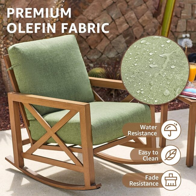 NATURAL EXPRESSIONS Outdoor Patio Rocking Chair, Metal Rocker Chair