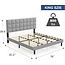 Molblly King Bed Frame Upholstered Platform with Headboard and Strong Wooden Slats,Non-Slip and Noiseless,No Box Spring Needed, Easy Assembly,Light Gray