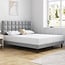 Molblly King Bed Frame Upholstered Platform with Headboard and Strong Wooden Slats,Non-Slip and Noiseless,No Box Spring Needed, Easy Assembly,Light Gray