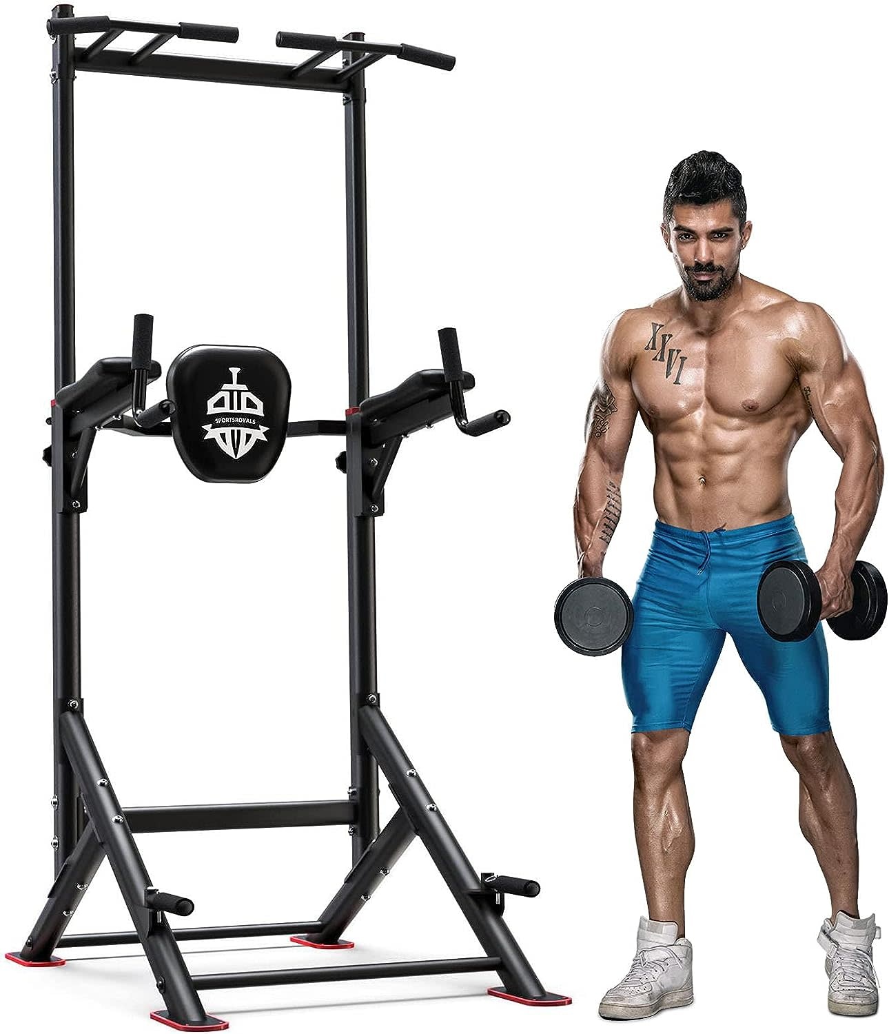 Sportsroyals Power Tower Pull Up Dip Station Adjustable Multi Function Home Gym Strength Training Fitness Equipment Newer Version Amazing Bargains USA Buffalo NY