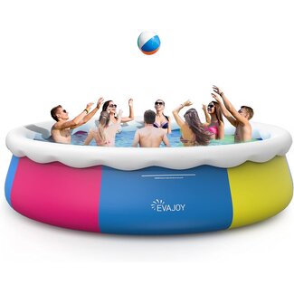 EVAJOY Inflatable Top Ring Swimming Pools 18ft*48in Round Pool Include Filter Pump Include Filter Pump Blue