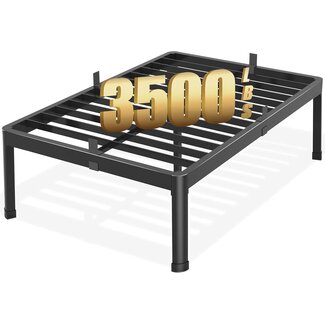 Firpeesy 18 Inch Full Size Bed Frame Metal with Sturdy Steel Round Corner Leg, 3500 lbs Heavy Duty Metal Full Platform Bed with Steel Slats Supportï¼ŒBlack Full Bedframeï¼ŒNo Box Spring Needed