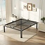 Firpeesy 18 Inch Full Size Bed Frame Metal with Sturdy Steel Round Corner Leg, 3500 lbs Heavy Duty Metal Full Platform Bed with Steel Slats Support，Black Full Bedframe，No Box Spring Needed