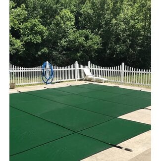 WaterWarden Inground Safety Cover, Fits 20â€™ x 40â€™ + 4 x 8' Pool, 1' Offset Left (22' x 42' + 4' x 10') Easy Installation, Stitched for Max Strength, Includes All Hardware, SCMG2040481OFFL, Green Mesh