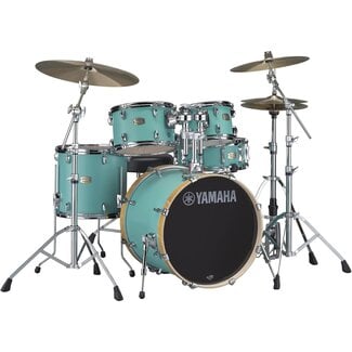 Yamaha Stage Custom Birch 5pc Shell Pack with a 20" Kick 14â€ Snare Drum in Matte Surf Green for Students and Working Drummers (SBP0F50MSG)