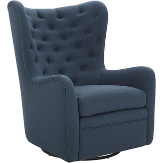 Stone & Beam Lessing Tufted Upholstered Glider, 32.7"W, Cadet Blue