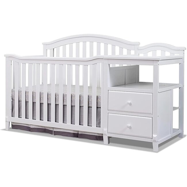 SORELLE FURNITURE Berkley Crib and Changer with Slat Panel Back Classic in Convertible Diaper Changing Table Non Toxic Finish Wooden Baby Bed Toddler Childs Daybed Full Size Nursery White Amazing Ba...