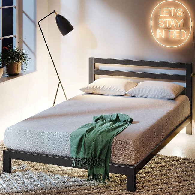 Zinus Arnav Modern Studio 10 Inch Platform 2000H Metal Bed Frame with Wooden Slat Support, Queen